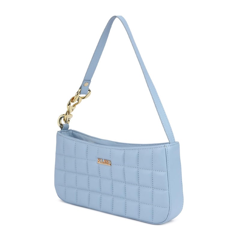 KLEIO Vegan Quilted Shoulder Sling Bag for Women/Girls - Turquoise - Image 5